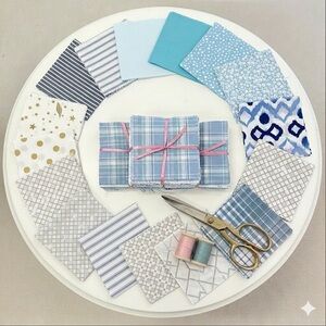 Indigo Echoes pre cut charm pack 5" squares fabric quilt scrap cotton 150 pcs